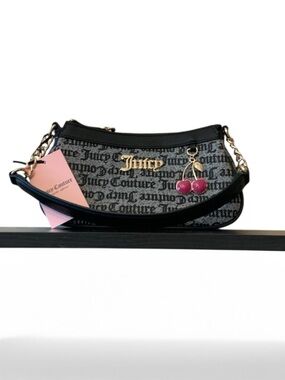 Juicy Couture Black Shoulder Bag with Pink Accents